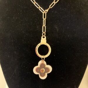 #31 Goldtone Necklace With Gold-tone Ring & Upcycled Charm Pendant